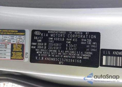 2018 Kia Sedona Lx from USA, damaged, VIN KNDMB5C15J6394168